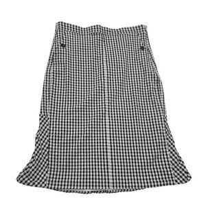 J.Crew Black & White Gingham Checkered Midi Skirt Size 14 With Button Details